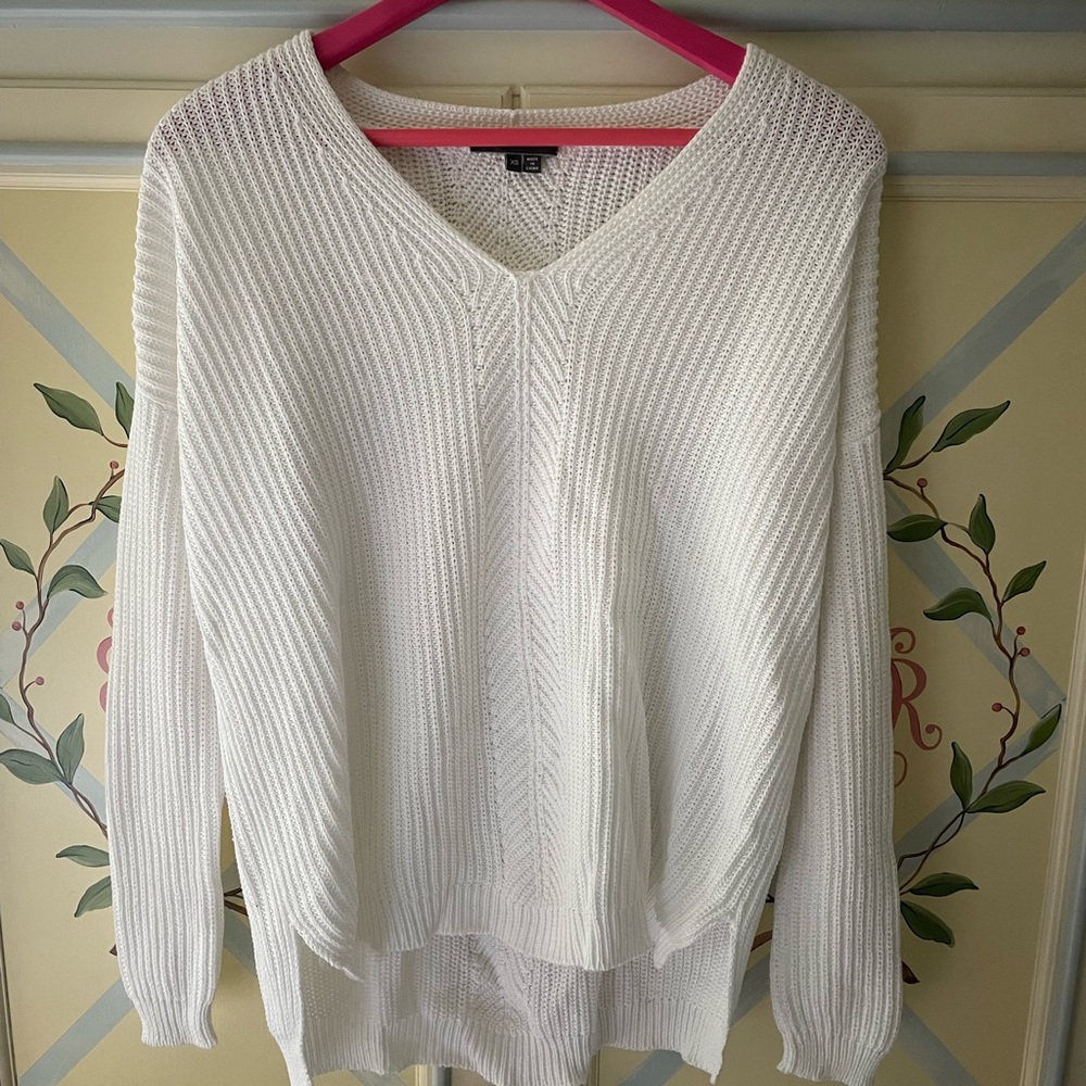 Vince White V-Neck Sweater